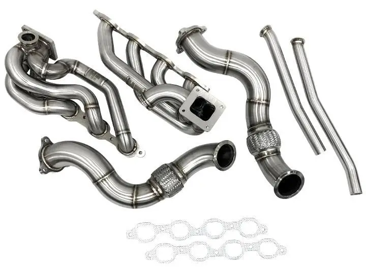 Turbo Manifold GMC 2014+ 6.0L/6.2L w/ Downpipe This aftermarket turbo manifold with a downpipe is designed to add forced induction to 2014+ GMC 6.0L/6.2L engines for substantial power increases